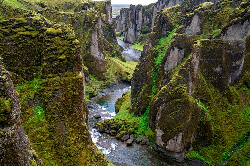 It is around 2 km long and 100m deep canyon with Fjadra river in South East of Iceland.