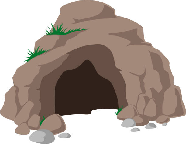 Cave opening Simple cave icon with wide entrance entrance stock illustrations