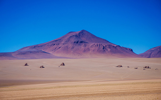Salvador Dali desert on the altiplano Eduardo Avaroa Andean Fauna National Reserve in Bolivia