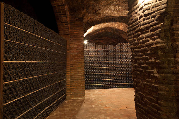 istock Old dusty wine bottles stacked in an aging cellar 134199774