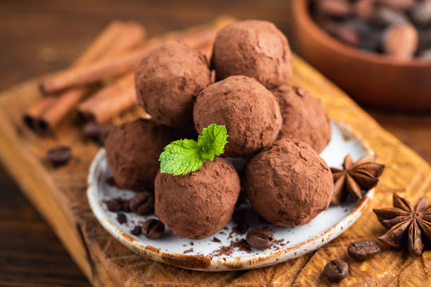 istock Homemade Dark Chocolate Truffles On Plate 1341997941