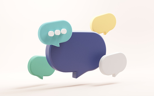 Bubble talk or comment sign symbol on yellow background. 3d render.