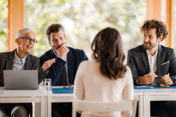 istock Human resource team having a job interview with a candidate. 1342003569