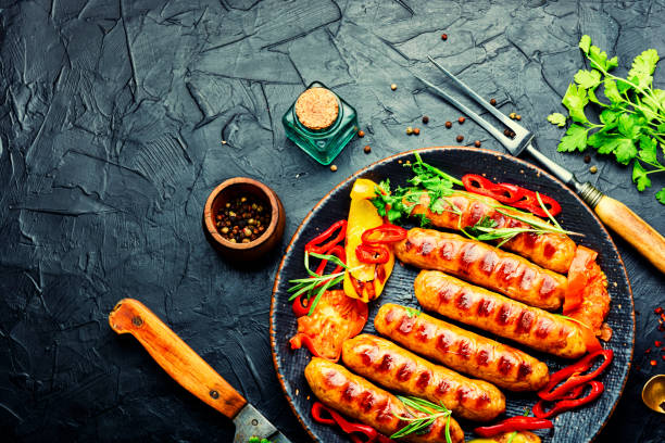 istock Delicious grilled sausages 1342006692