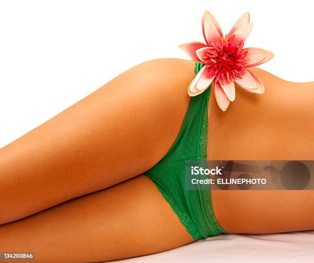 Perfect Womans Body With Cute Flower On Her Hip Stock Photo - Download Image Now - Innocence, Vagina, Adult