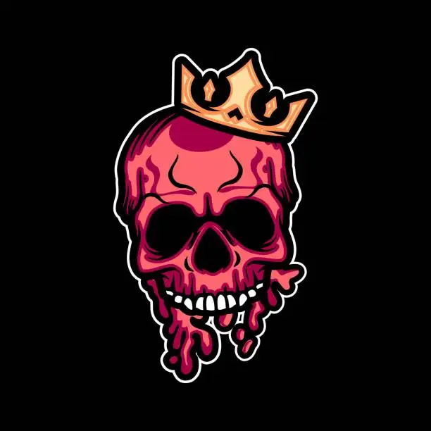 Vector illustration of Modern, Trendy, Youthful Skull King T-shirt Apparel Skateboard Lifestyle Design Logo Branding Identity Illustration