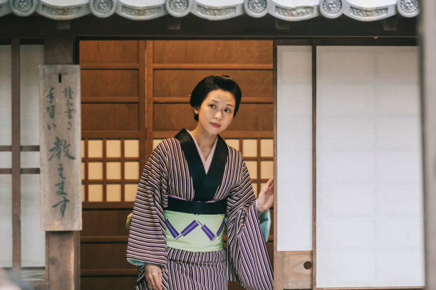 istock Japanese woman wearing a kimono 1342009293