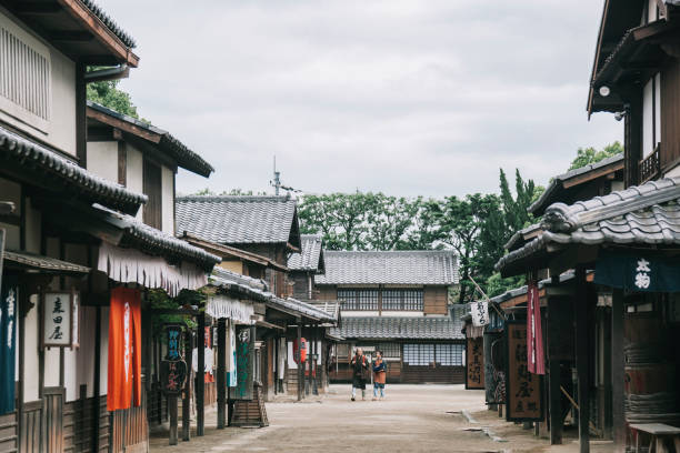ville traditionnelle japonaise de l’époque d’edo - edo period photos et images de collection