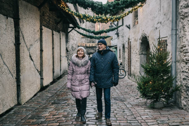 istock Couple exploring Tallinn old town 1342009373
