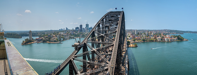 Sydney, New South Wales, Australia - December 25th, 2019: Closeup and details of the Sydney Harbour Bridge