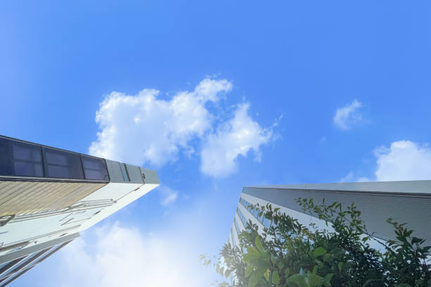 istock High-rise building and blue sky background image 1342013030