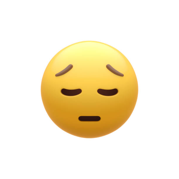 Sad Pensive Smiley Face 3D Generated Emoji anthropomorphic face photos stock pictures, royalty-free photos & images