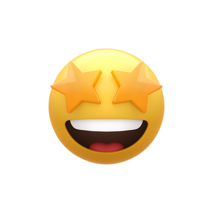 Smiley face with golden crown. Emoji icon isolated on the white background