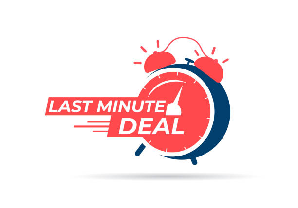 Last minute deal label with red alarm clock. Last minute deal label with red alarm clock. Sticker countdown time for offer sale. last stock illustrations