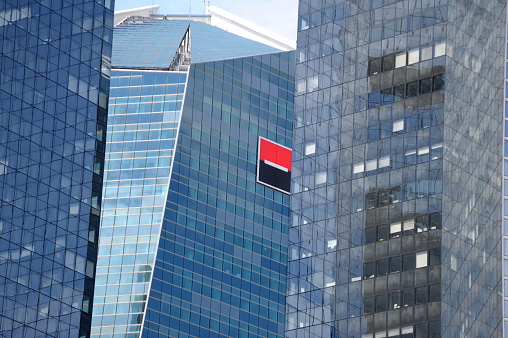 Paris, France - July 14, 2011: Groupe Societe Generale logo on headquarters building