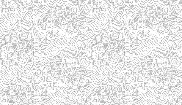 Mountain hiking trail over terrain. Contour background geographic grid. Seamless vector topographic map background. Line topography map seamless pattern. Seamless vector topographic map background white on dark. Line topography map seamless pattern. Mountain hiking trail over terrain. Contour background geographic grid. topology stock illustrations