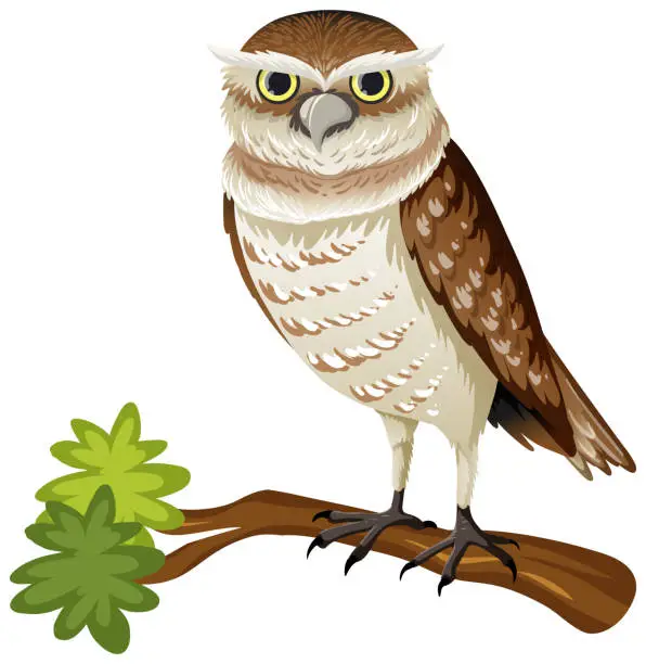 Vector illustration of Animal cartoon character of an owl on white background
