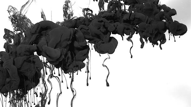 istock Environmental pollution concept. Desktop wallpaper. Black cloud of ink on a white background. Creative hyptonic background. 1342021314