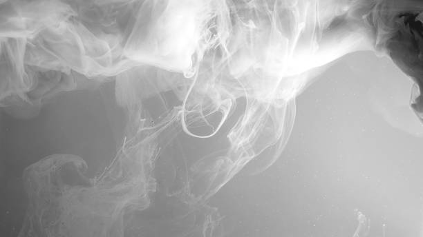 istock Environmental pollution concept. White cloud of ink on a gray background. Beautiful abstract background. Chic wallpaper for your desktop. 1342021347