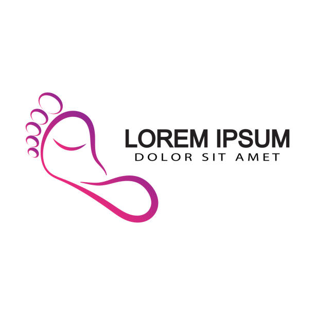 szablon projektu logo stopy wektor z izolowanym białym tłem - reflexology pedicure human foot massaging stock illustrations