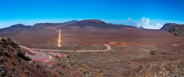 A panoramic view of the volcanoes of Reunion Island at Plaine des Sables.