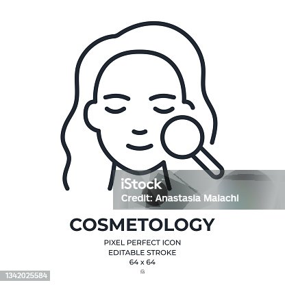 istock Skincare and cosmetology concept editable stroke outline icon isolated on white background flat vector illustration. Pixel perfect. 64 x 64. 1342025584