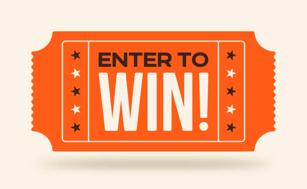 Enter To Win Ticket Enter to win sweepstakes contest lottery raffle orange ticket for event or program access. movie ticket illustrations stock illustrations