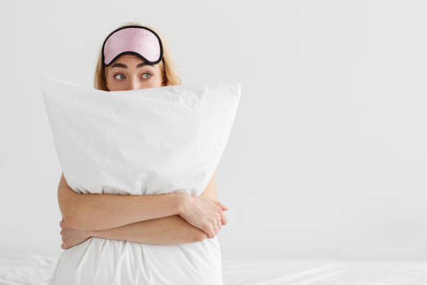 istock Good morning after cool sleep, funny expression, enjoy free time 1342027564
