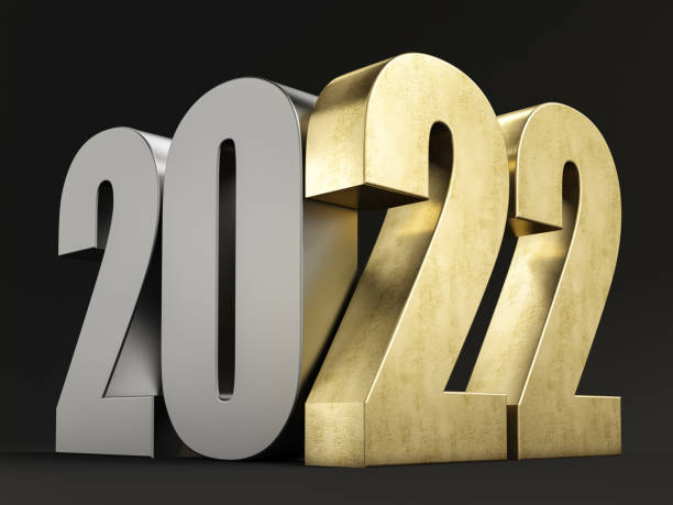 istock Golden 3D 2022 on Black Background 1342027748