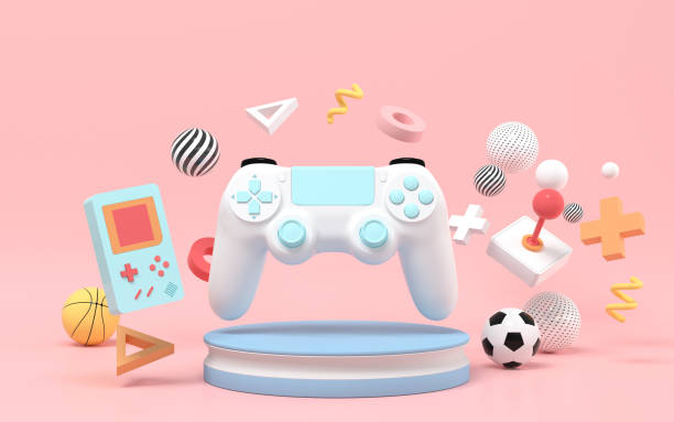 creative recreational toys, entertainment theme, 3d rendering. - gamepad imagens e fotografias de stock