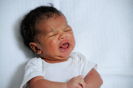New Born African American Baby Crying
