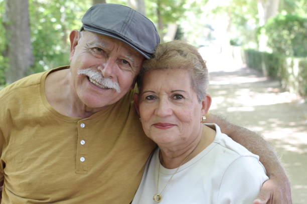 istock Ethnic senior couple in the park 1342031832