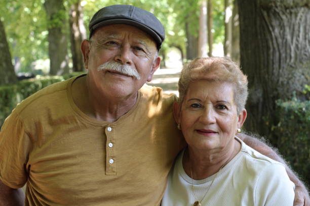 istock Ethnic senior couple in the park 1342031855