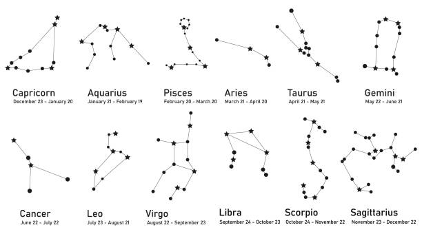 kuvapankkikuvitukset aiheesta horoskooppikyltit, tähdistöt. zodiac-kyltit valkoisella taustalla. vektori, piirrettyjen kuvitus. vektori. - scorpio