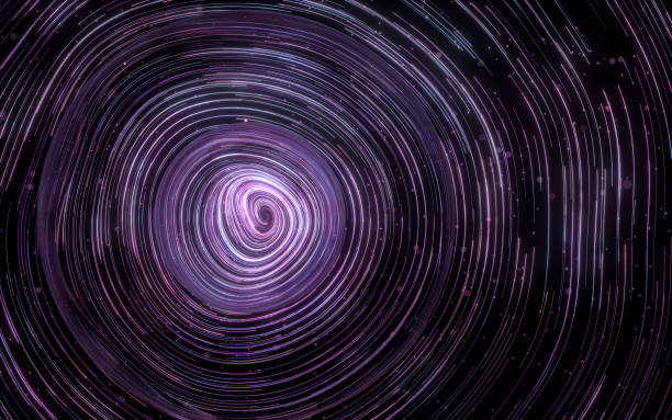 istock Purple curve lines vortex, fantasy background, 3d rendering. 1342031985