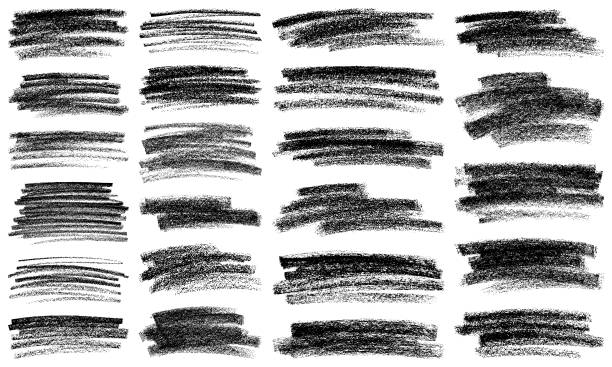 Texture strokes Set of texture crayon and chalk strokes. Hand draw vector design elements. crayon drawing stock illustrations