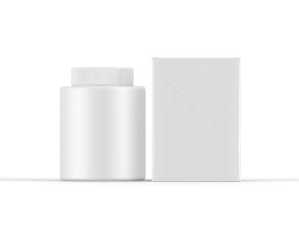 istock Blank white jar mockup template on isolated white background, ready for design presentation, 3d illustration 1342039469