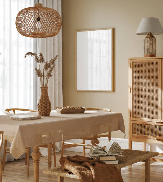 istock Mock up frame in cozy dining room interior background 1342039906