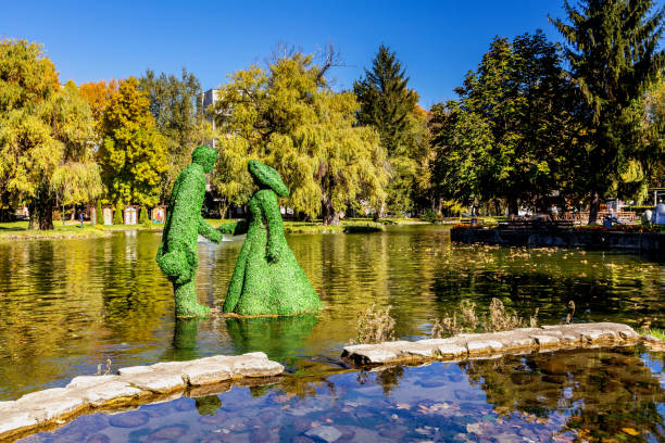Small fountain, surrounded by statues, in the Italian Gardens of Hyde Park, London, United Kingdom