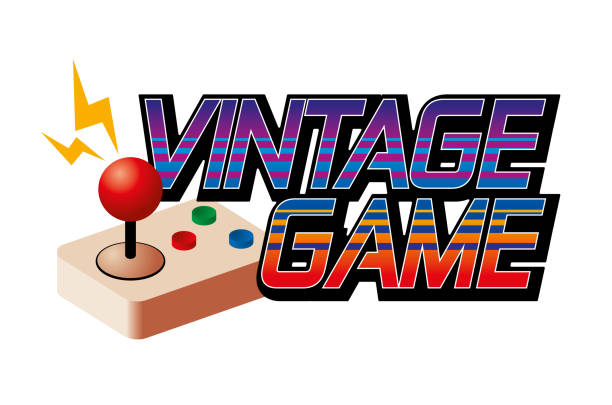 ilustrações de stock, clip art, desenhos animados e ícones de vintage game typescript with retro joystick - retro revival video game joystick gamer