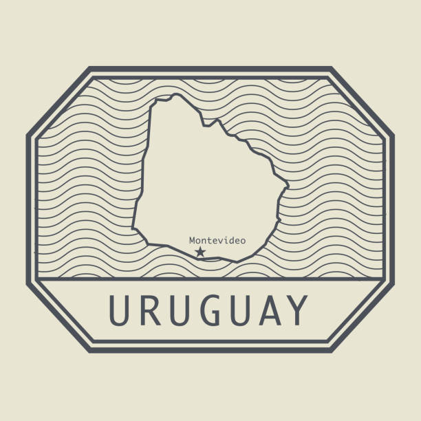 illustrations, cliparts, dessins animés et icônes de timbre abstrait ou signe avec contour ou silhouette de l’uruguay - passport stamp passport rubber stamp travel