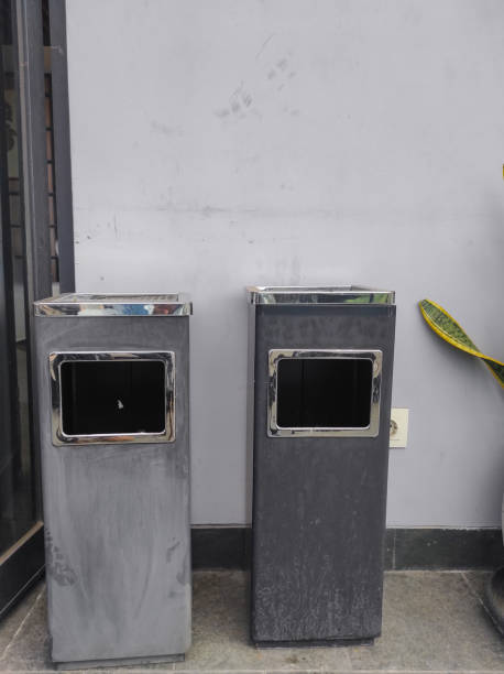 istock Modern metal trash bin - Stock Photo. 1342047157