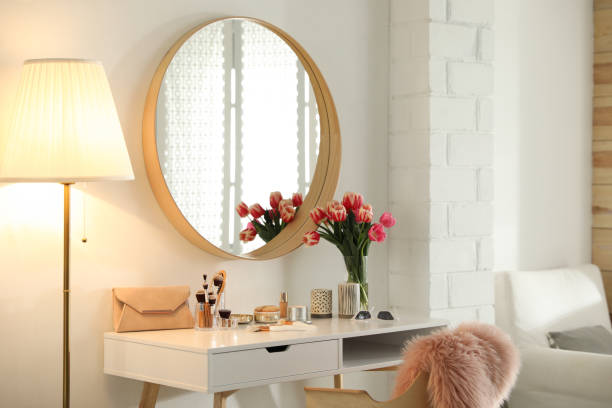 istock Stylish room interior with dressing table and mirror 1342053756