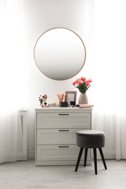 istock Stylish room interior with dressing table and mirror 1342053828