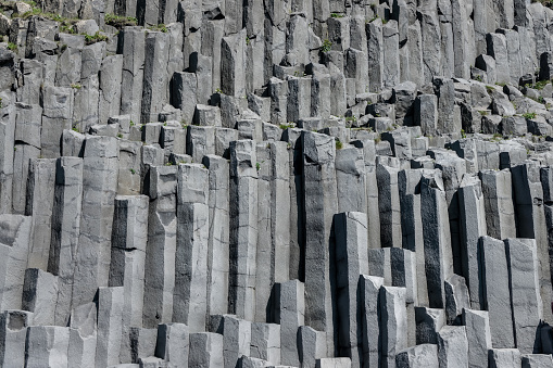 Basaltic columns cave on Reynisfjara beach in Iceland