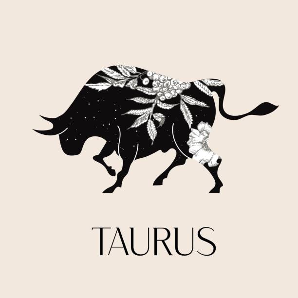 ilustraciones, imágenes clip art, dibujos animados e iconos de stock de signo zodiacal tauro. el símbolo del horóscopo astrológico. - toro