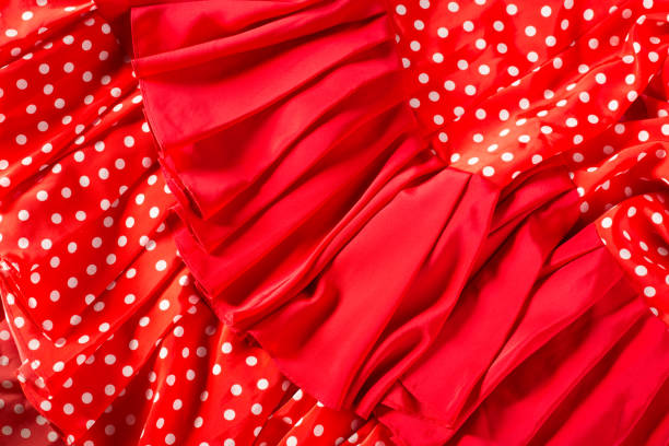 Flamenco dancer red dress with spots macro Flamenco dancer red dress with spots macro detail typical from Spain flamenco dancing photos stock pictures, royalty-free photos & images