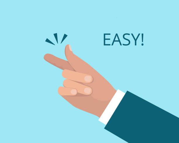Finger snap. Easy concept. The gesture of the hand snapping the fingers. Gesture expression. The concept of an easy solution, a good idea. Flat vector illustration Finger snap. Easy concept. The gesture of the hand snapping the fingers. Gesture expression. The concept of an easy solution, a good idea. Flat vector illustration. click finger stock illustrations