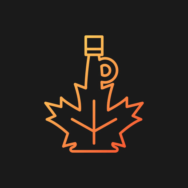 ilustrações, clipart, desenhos animados e ícones de ícone vetorial de gradiente de xarope de bordo para tema escuro - syrup bottle canadian culture canada