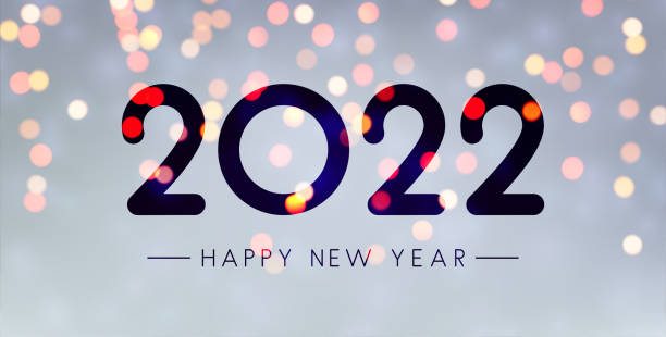 istock Fogged glass 2022 sign on colorful bokeh background. 1342062226